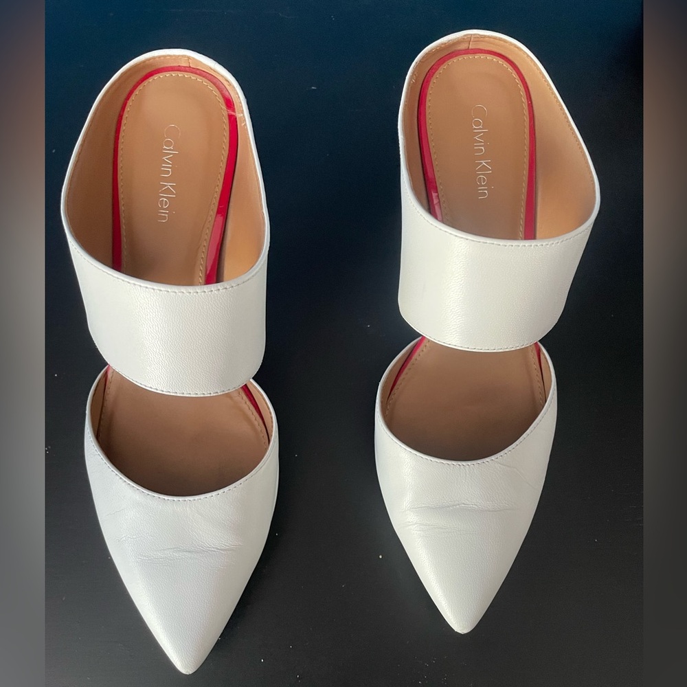 Calvin Klein White Pointed Heels